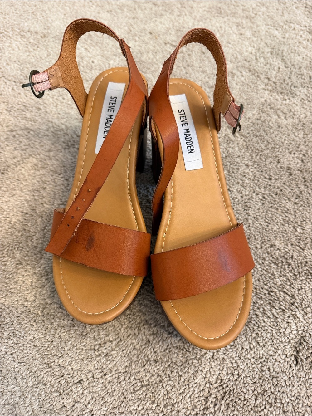 Steve Madden Brown Leather Slingback Sandals